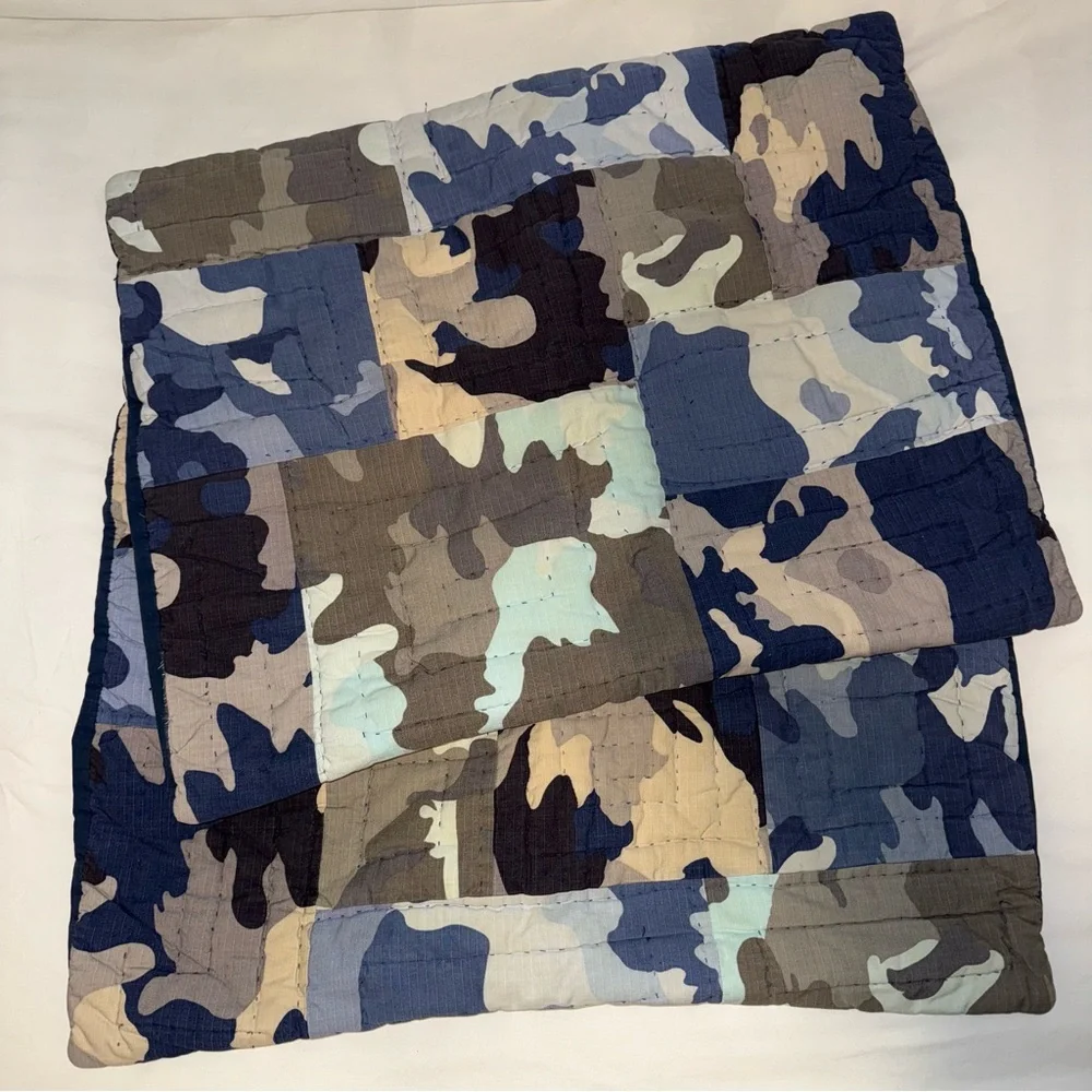 2 Blue camo Pottery Barn teen pillow shams